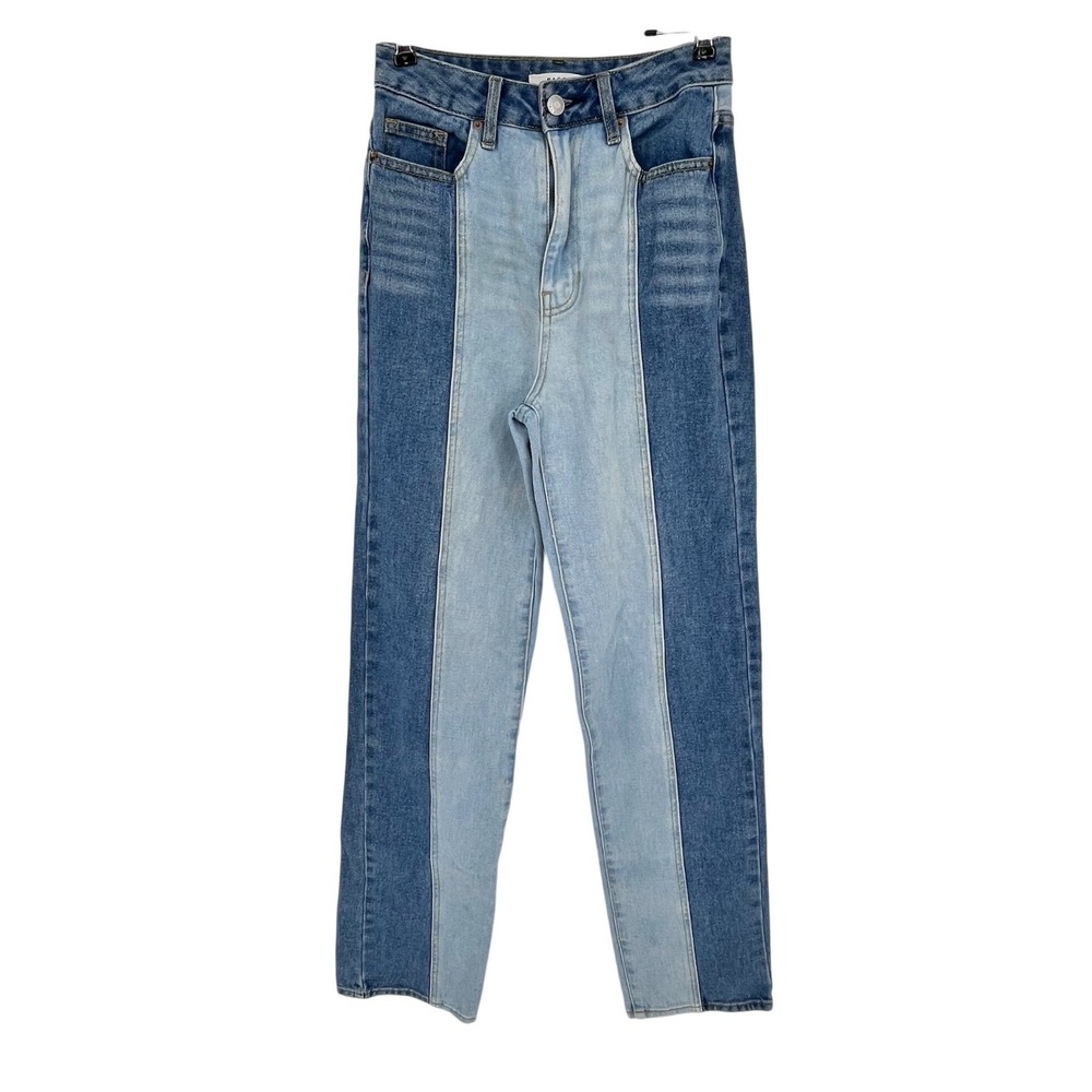 PacSun 90s Boyfriend Jeans Womens 25 Blue Two Tone Paneled High Rise Relaxed